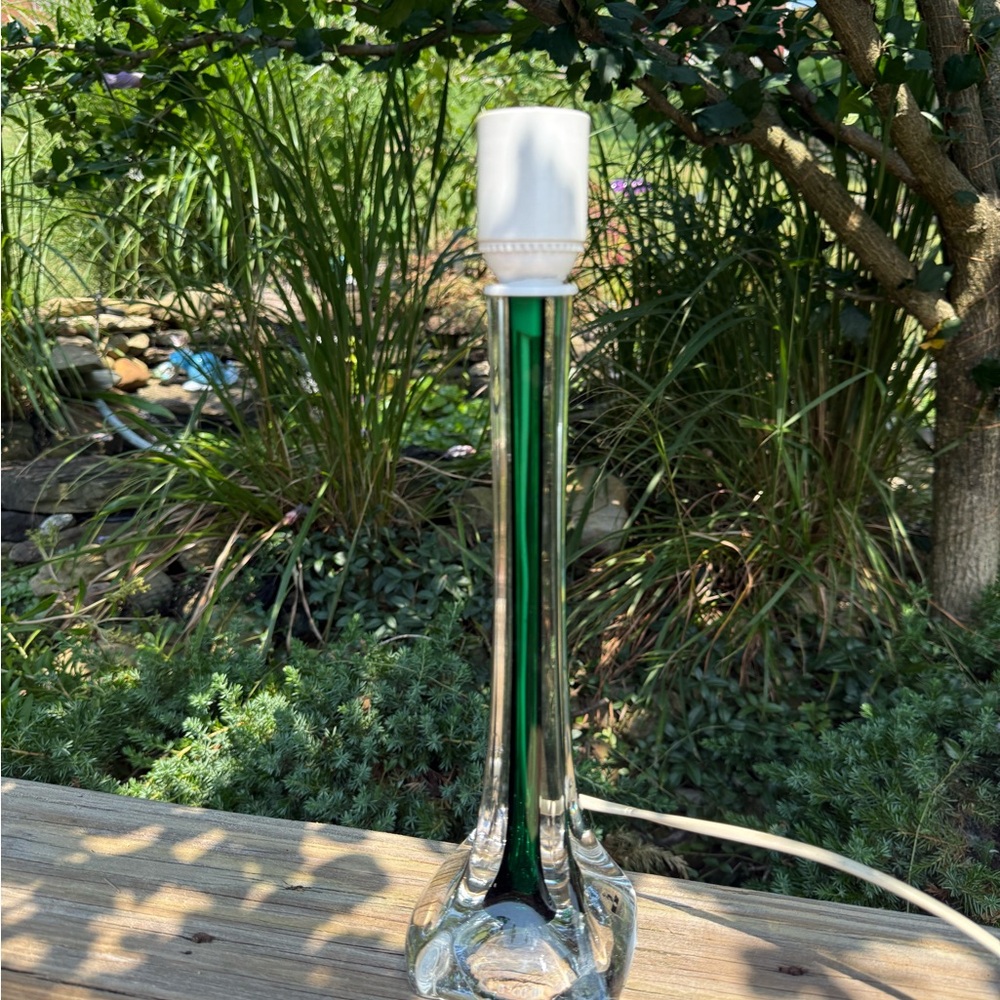 1950s Paul Kedelv Flygsfors Green Art Glass Lamp Sweden works MCM art decoswung